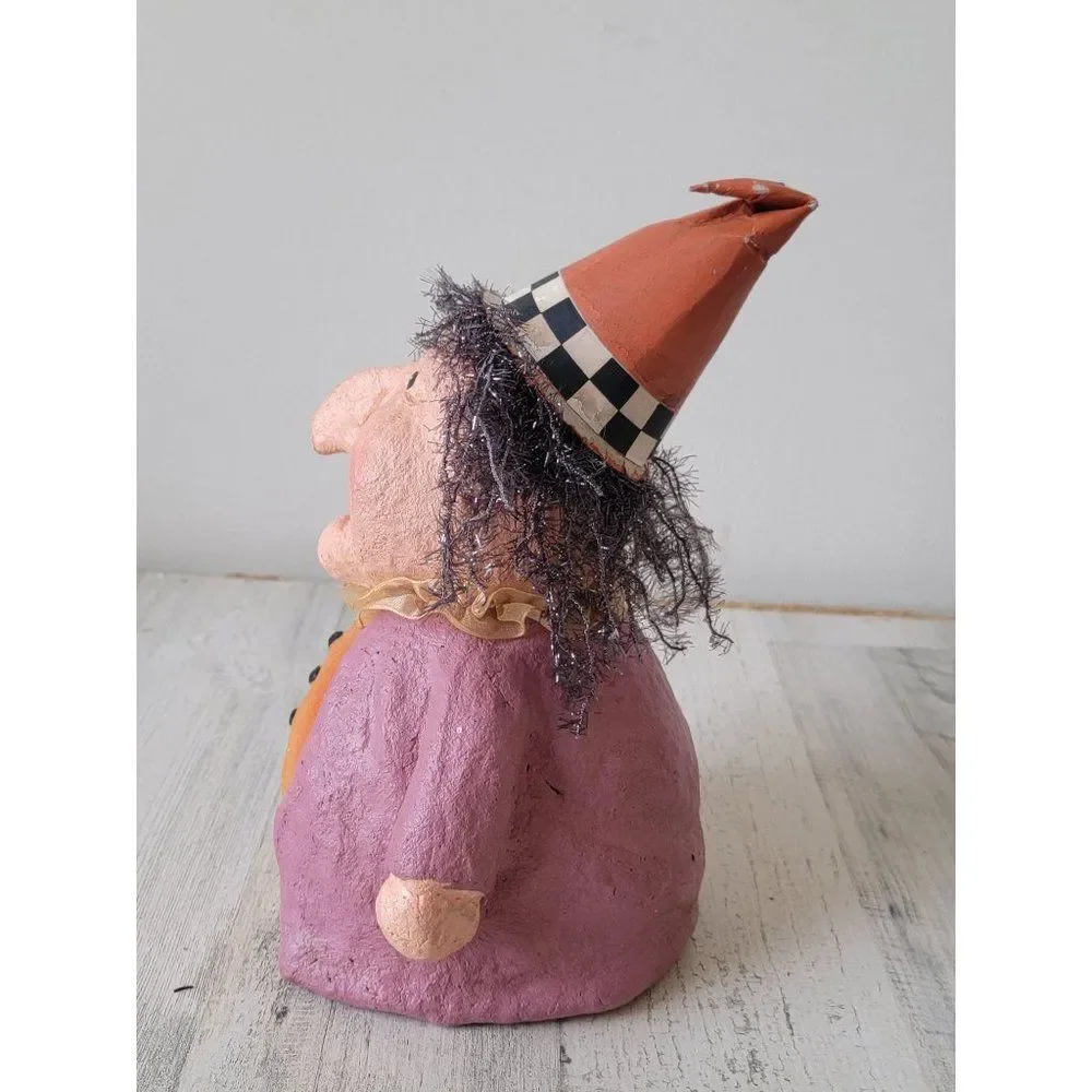 Halloween paper mache‎ witch hat smile pumpkin decor figure